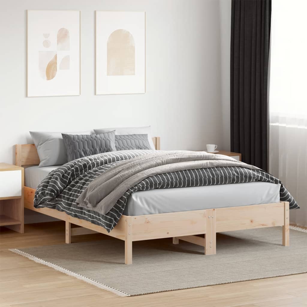 Vidaxl Bed Frame Without Mattress, 160X200 Cm, Solid Pine Wood
