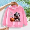 New Fashionable Hippopotamus Pattern Children's Cute Cartoon Casual Daily Hoodie 100-160cm Men's and Women's Styles
