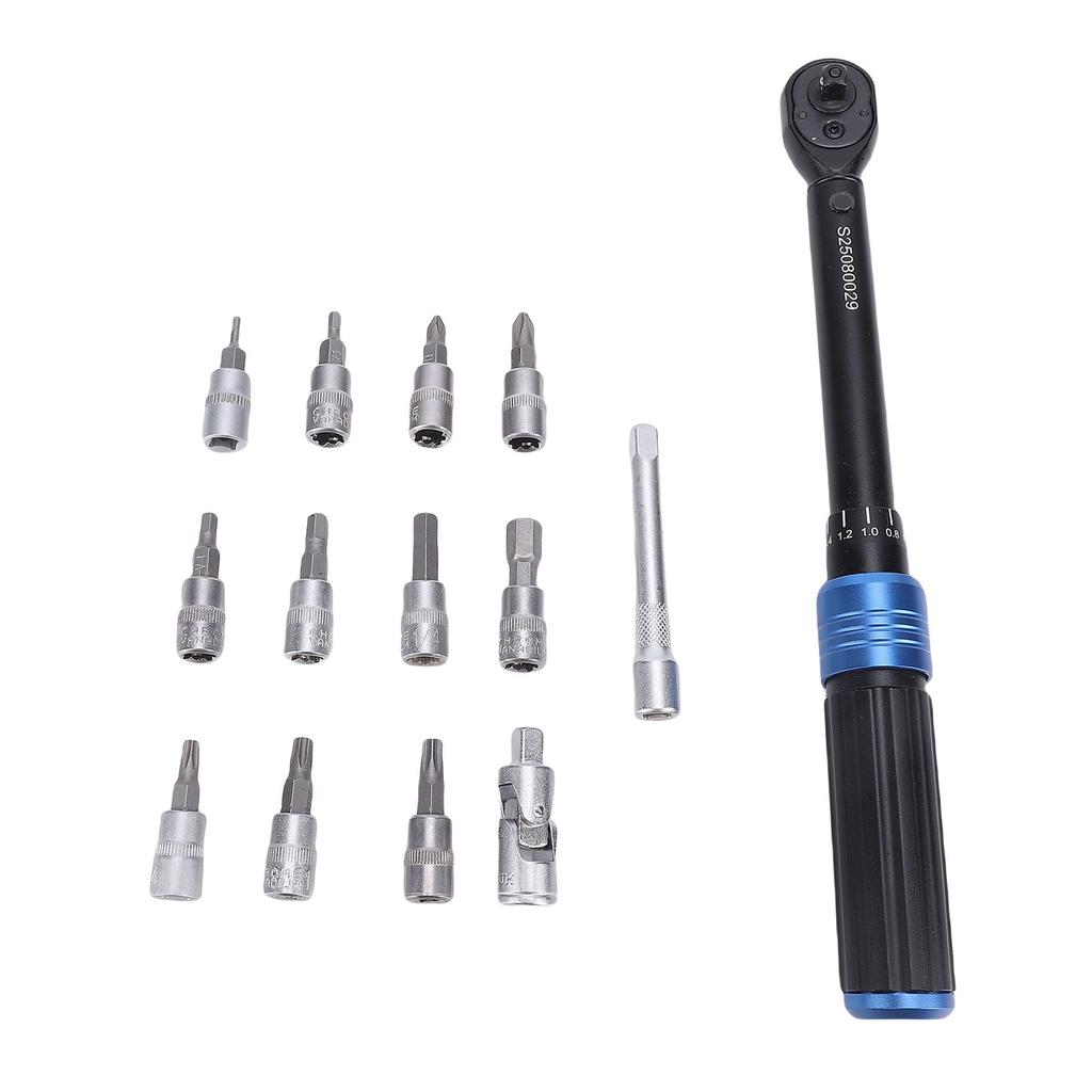14Pcs Torsion Wrench Set 1 4in Industrial Preset Accurate 72 Teeth Rachet Adjustable for Automotive Bike Repair