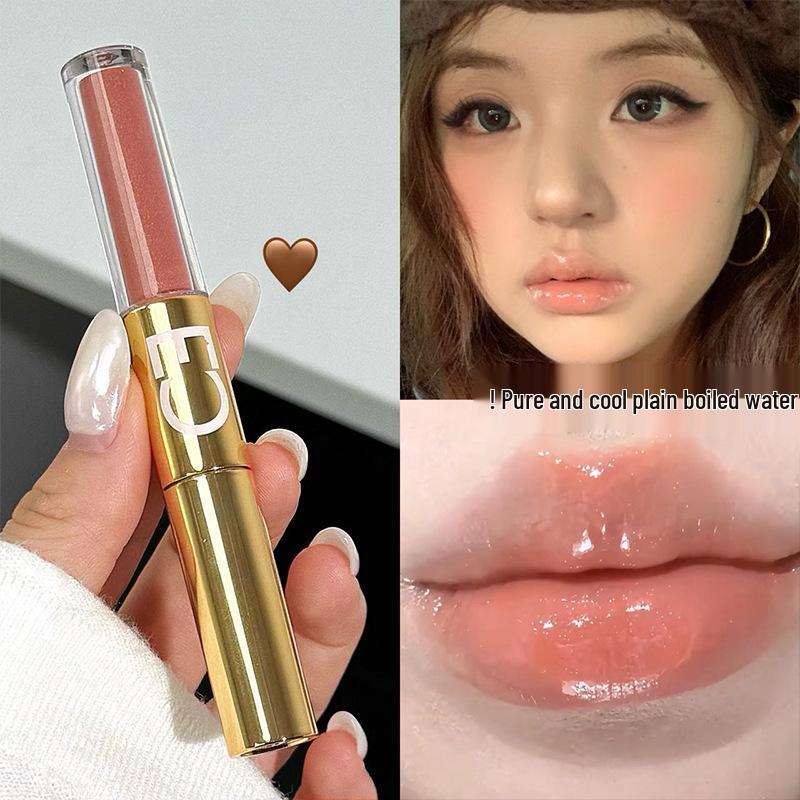 CACE Double-Ended Lip Gloss: Matte Lip Mud & Transparent Lip Oil for a Cool, Glossy Finish