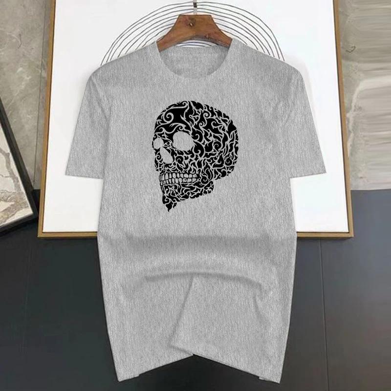 Summer Harajuku Fragment Skul Print Funny T Shirt Men Graphic T-shirt Short Sleeve Casual White Tops Tee Women Fashion Clothing