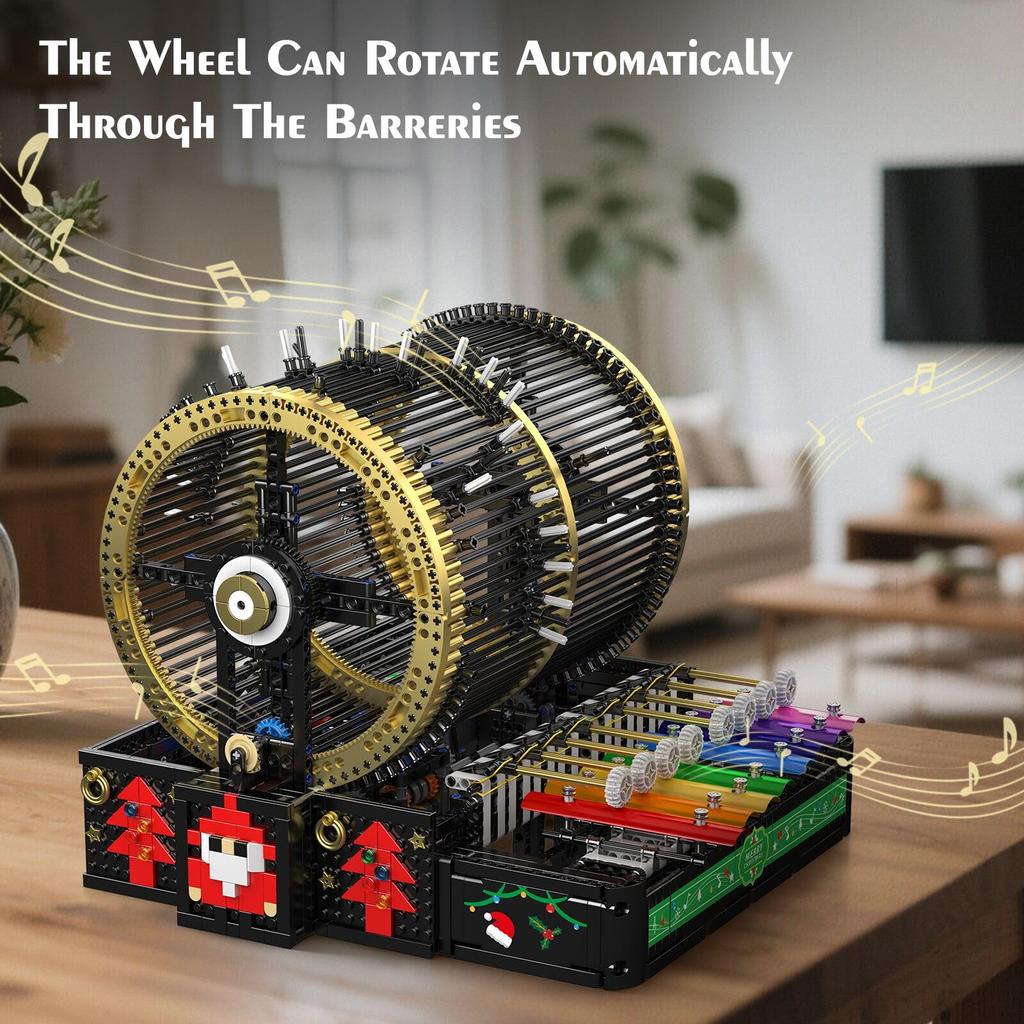 Mould King 10170 MOC Technic Creative Electric Music Box Building Block Toy Set, Christmas-Themed DIY Mechanical Music Box Model with Piano Keys,