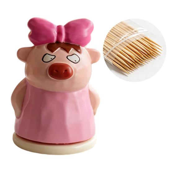 Toothpick Box with Piggy Dust-Proof Capacity Hygienic Cover Large Storage Container Moisture-Proof розовый