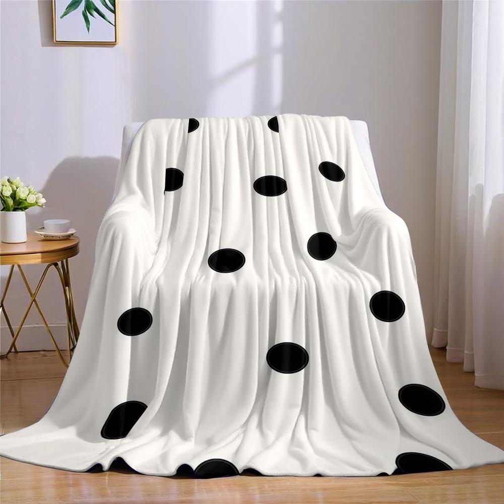 Unregelmäßige Schwarze Polka Dots Flanelldecke Warm Weich Halloween Weihnachten Sofa Warm Gemütlich Dekorative Deko Geschenk für Alle Jahreszeiten
