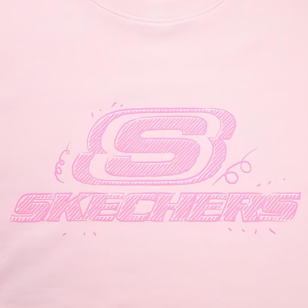 Skechers Logo Print Casual Round Neck Breathable Short Sleeve T-Shirt Women Tops Chalk-Pink L224W086-01SX