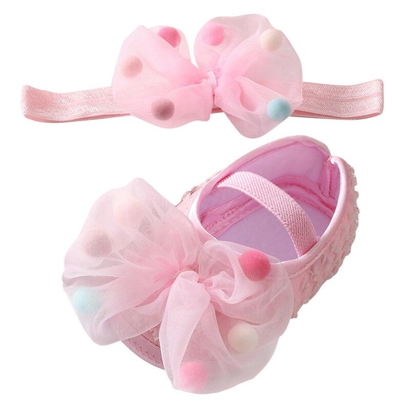 Holčička Síťová příze Bowknot Princezna Boty Batole Měkká Podešev Vycházková obuv Set čelenka