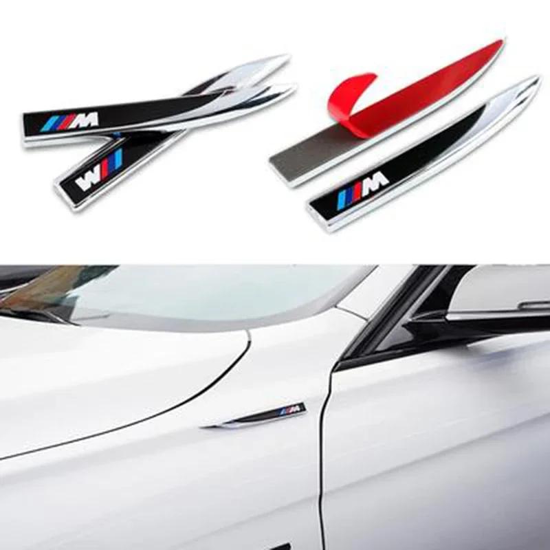 For BMW 2pc Car M Badge Sticker Metal Car Side body Labeling For bmw M Sticker X1 X3 X4 X5 X6 X7 e46 e90 f20 e60 e39 f10 Car acc