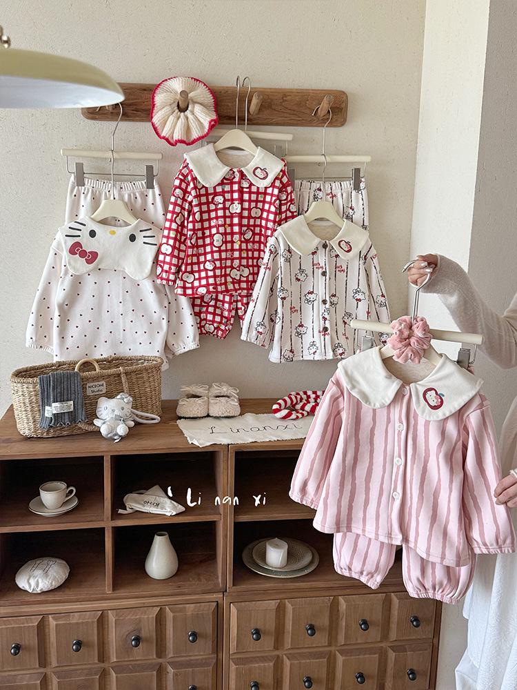 88277 Girls' Velvet Pajama Set - New 2025 Autumn/Winter Home Wear for Kids