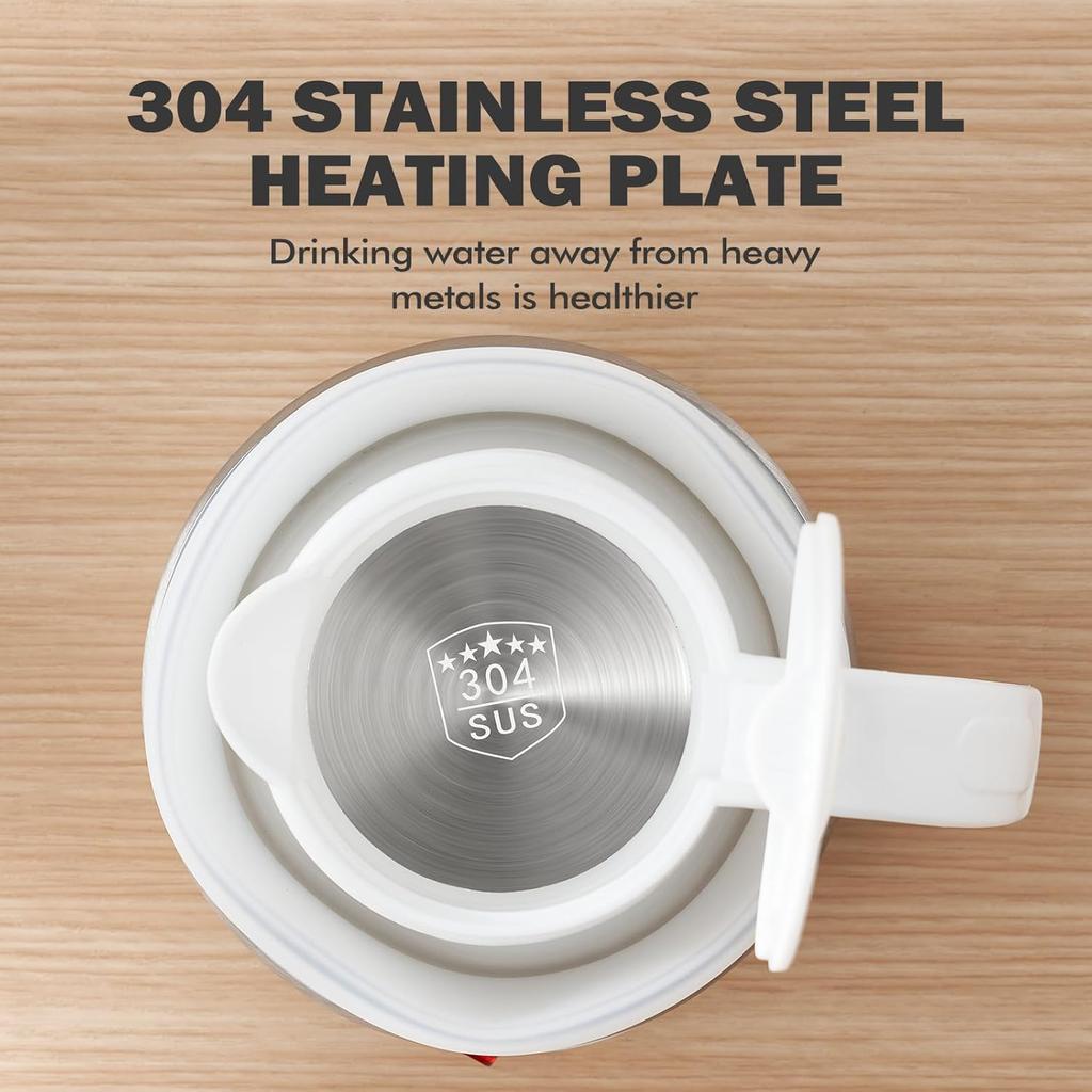 Foldable Electric Kettle, 600ml Portable Travel Kettle, Collapsible Kettle Travel Electric, 304 Stainless Steel Heating, Easy to Carry, 110V, 600W.