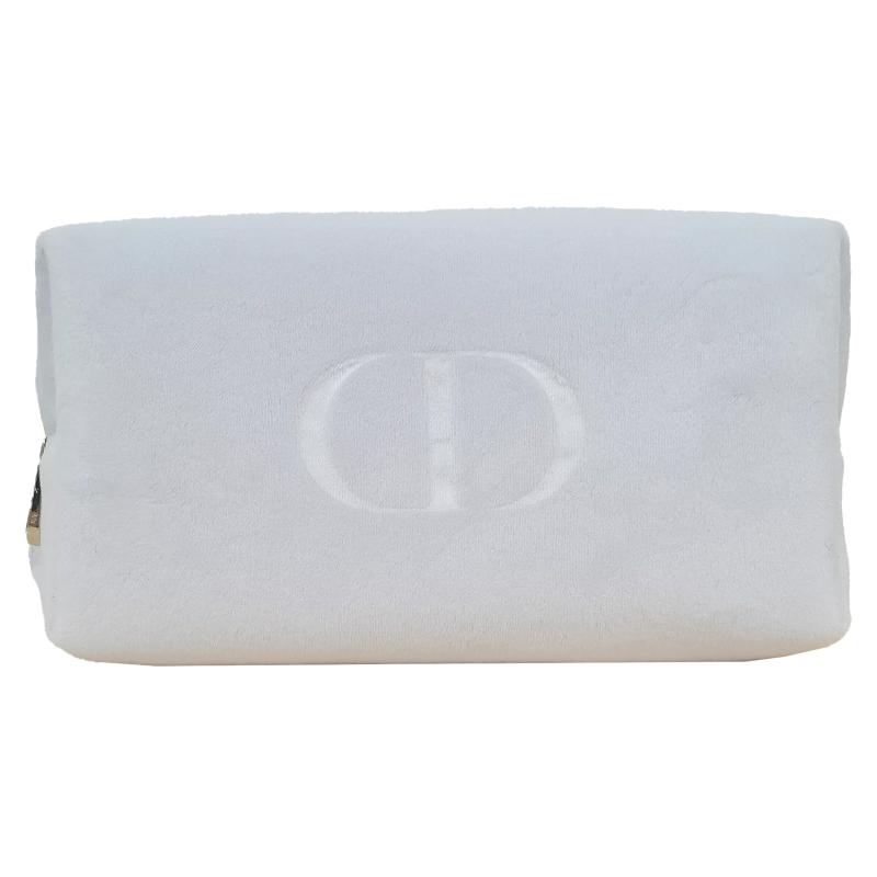 Dior White Velvet Cosmetic Pouch Makeup Bag Portable