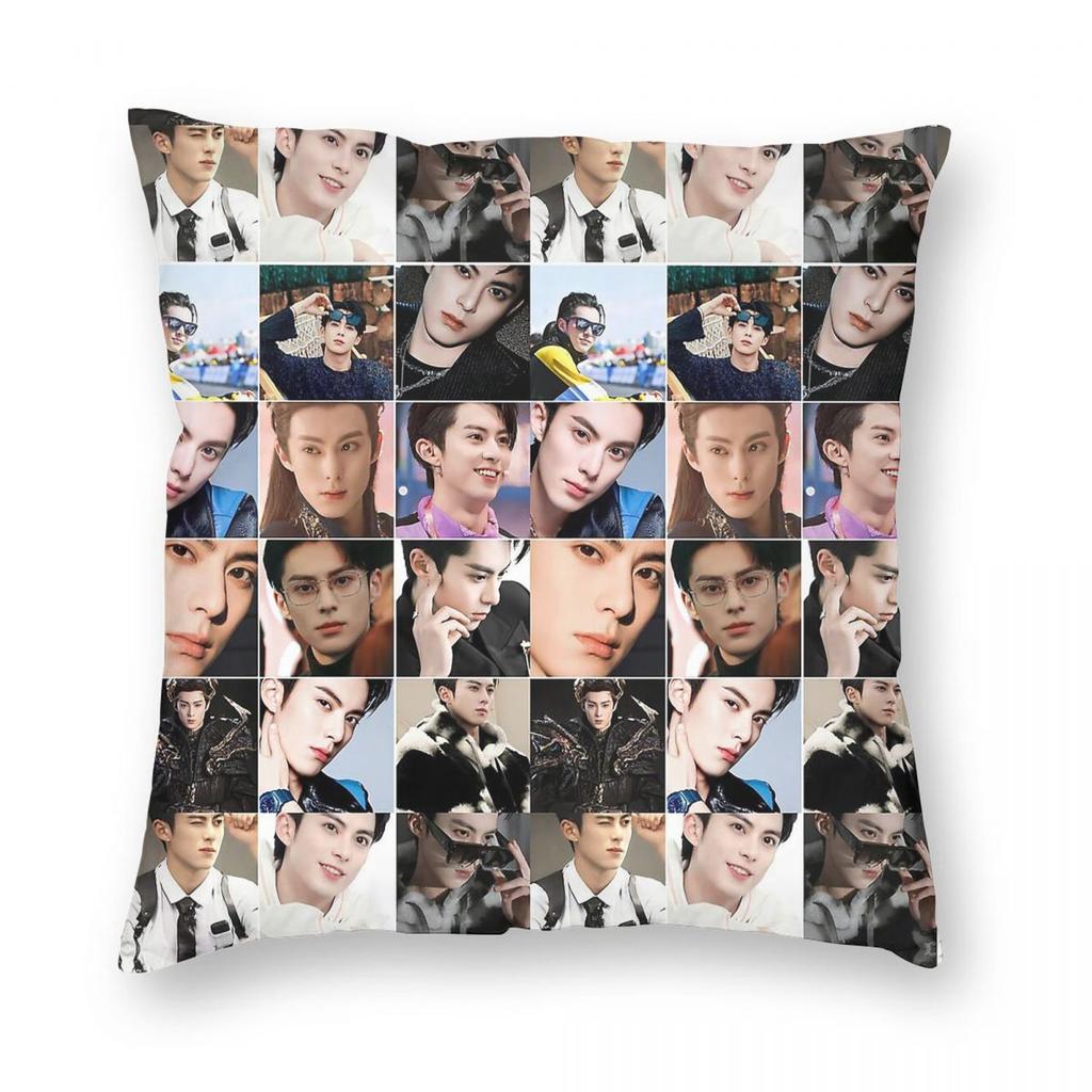 Dylan Wang Photo Square Pillowcase Polyester Linen Velvet Pattern Zip Decorative Sofa Seater Cushion Case