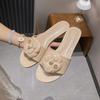Summer Women Shoes Modern Slipper Fashion Camellia Leather Flat Shoes Girl Street Fashion Sandals