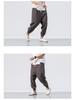 2022 Men's Loose Linen Ankle-Length Drawstring Trousers - Youthful Spring/Summer Style, Plus Size, Solid Color.