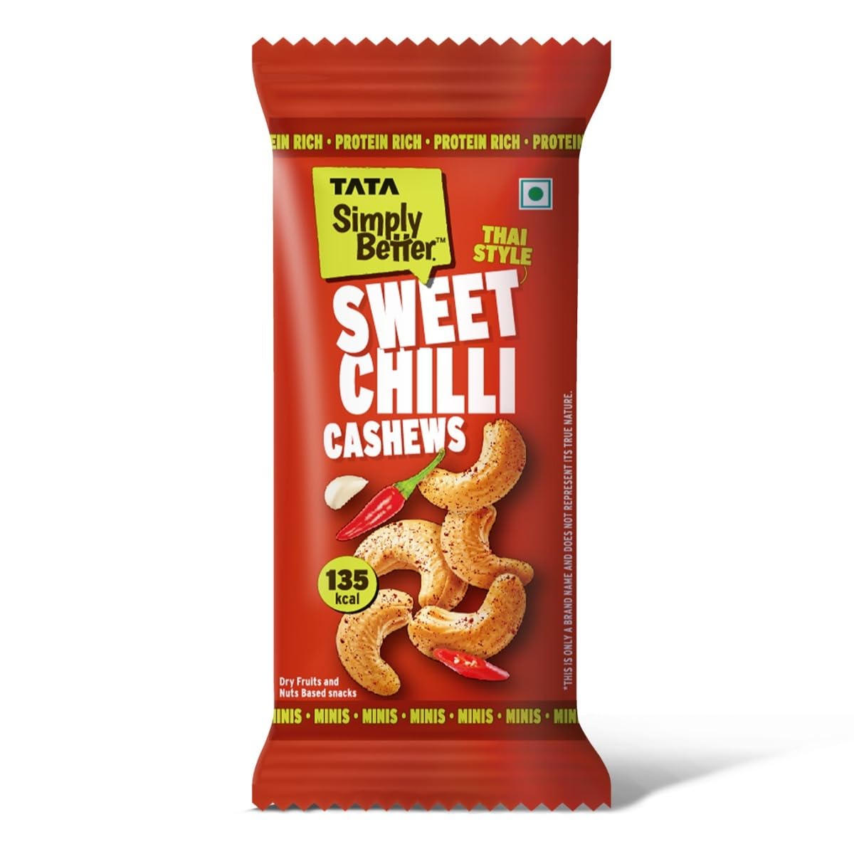 

Tata Simply Better Thai Style Sweet Chilli Cashews, 23g (Single Serve), Rich in Protein, Delicious Kaju Nuts, Party Snack, Ready To Eat Snack, No