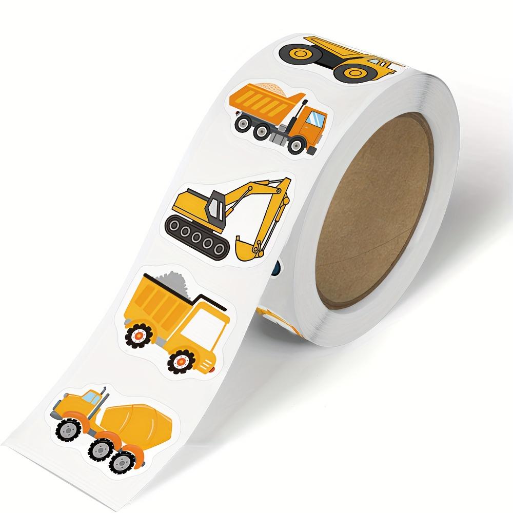 1000pcs/2roll Construction Vehicle Sticker Reusable Self-Adhesive DIY Crafts Scrapbooking Stickers Reward Encourage Sticker