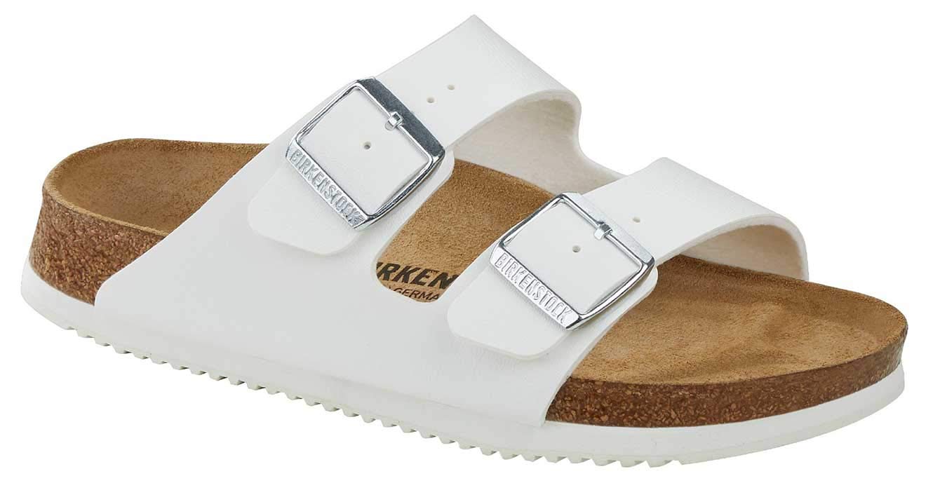 Birkenstock Arizona white Birko-Flor slide sandals, white, 7.5