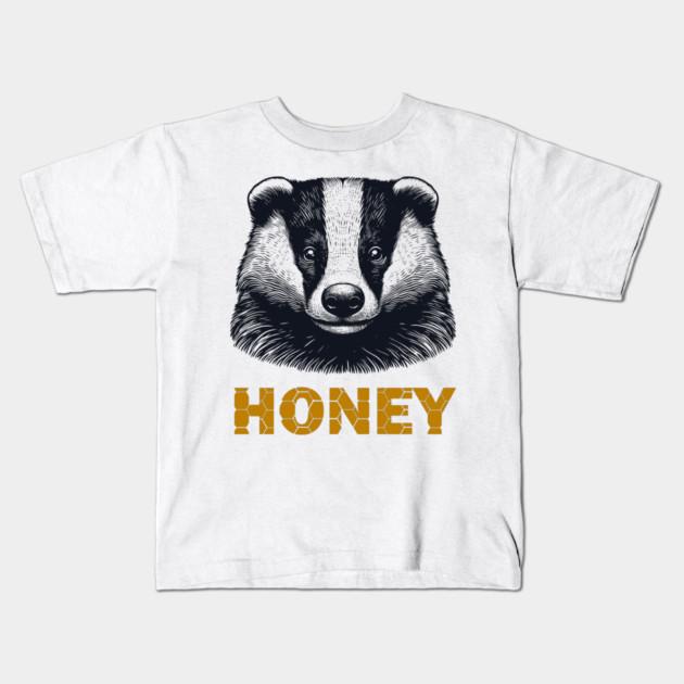 Boys Girls Soft Cotton Graphic Tees Honey Badger Vintage Engraving Wildlife Art Breathable Daily School Wear Kids T-Shirts