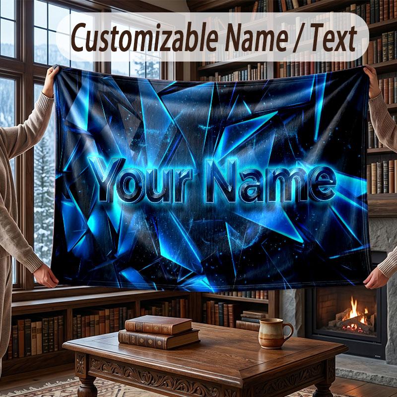 Fantasy Magic Theme Throw Blanket Custom Name Text Personalized Blanket Soft Cozy Blanket for Home Sofa Bed