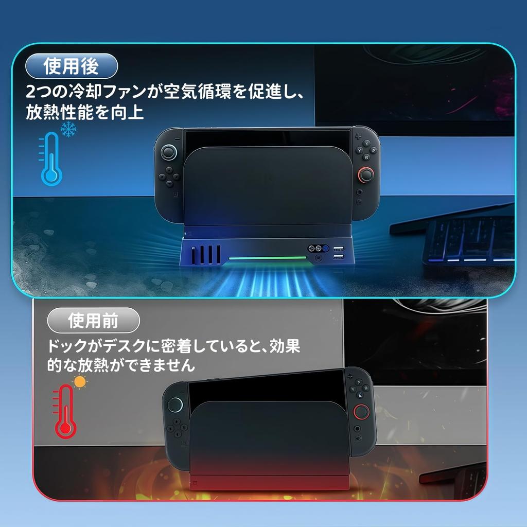 for BUPVIOOD Cooling Dock for Switch Cooling Fan with 3 Adjustable Airflow Quiet Heat Dissipation Stand for Nintendo Switch 8 Card Game Card USB Port