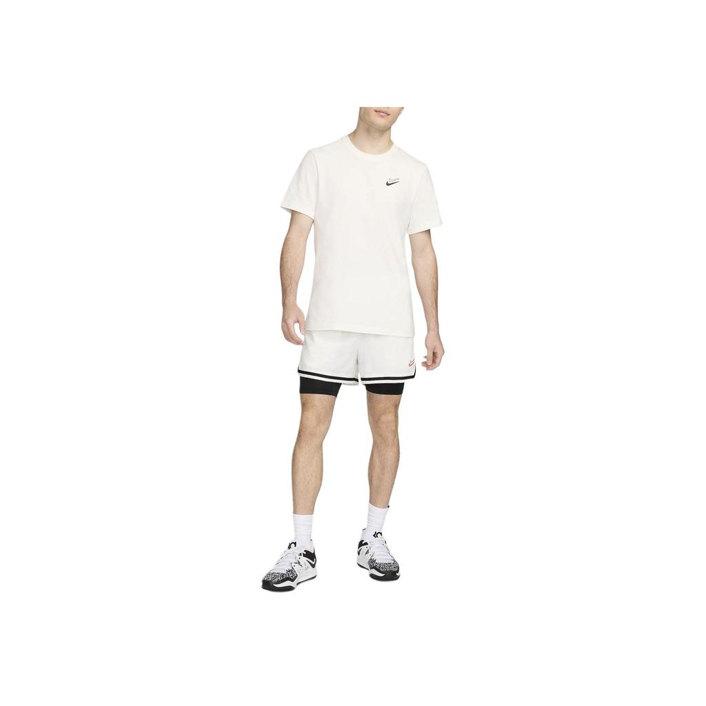 Nike Color Block Elastic Breathable 2-In-1 Casual Basketball Pants Men Bottoms White FN8097-133