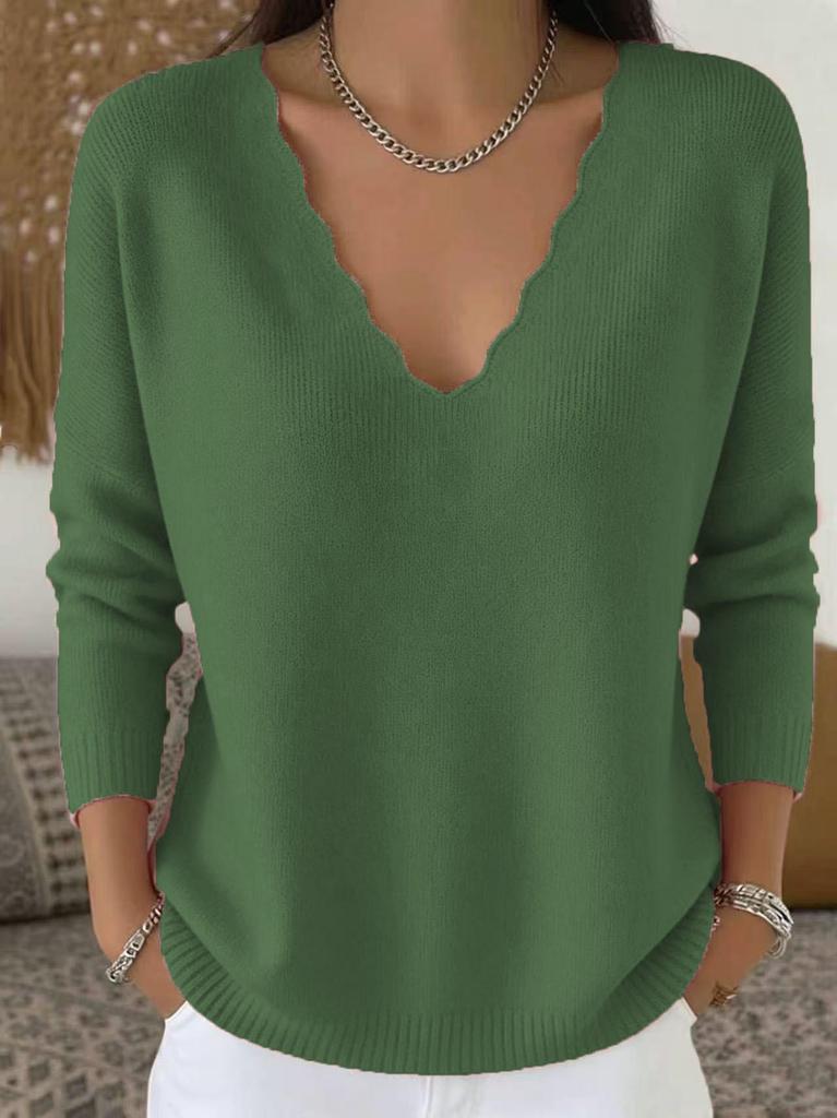 2026 V-Neck Loose Knit Sweater: European & American Style, Autumn/Winter, Solid Color, Casual Fashion Knitwear