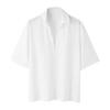 Men's Deep V-Neck T-Shirt Short Sleeve Lapel White Tee Summer Loose Fit Casual Tee