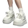White Sneakers Women's Spring and Autumn Muffin Thick-soled White Shoes Round Head Lace-up Breadboard Shoes Heightening Casual Shoes Children
