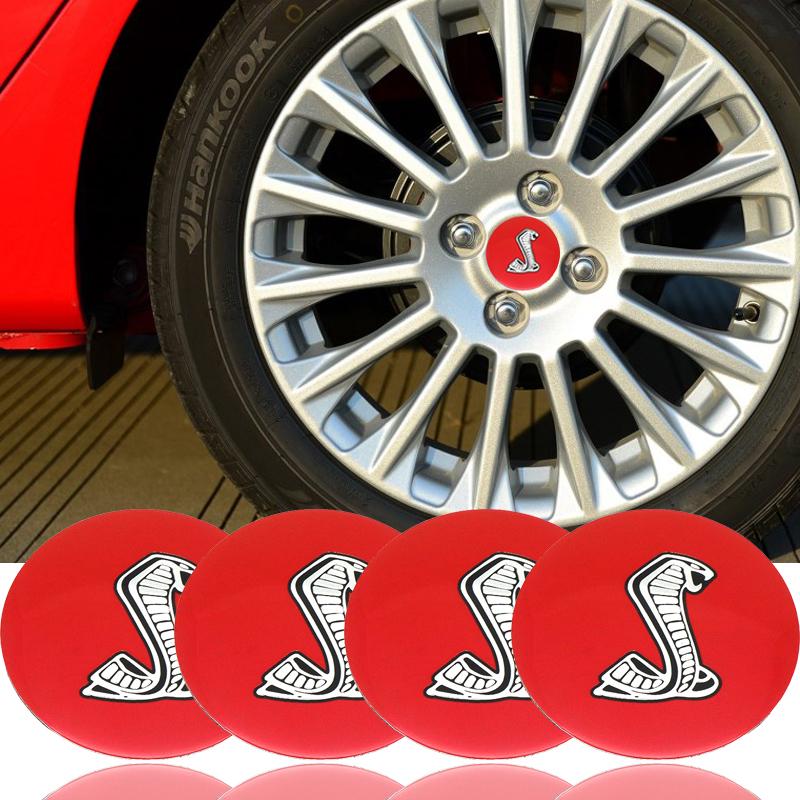 4 ks krytů středů kol auta Odznaky Kryty Logo Shelby Samolepka Pro Ford Focus Mustang MK7 4 Mondeo Fusion Kuga příslušenství