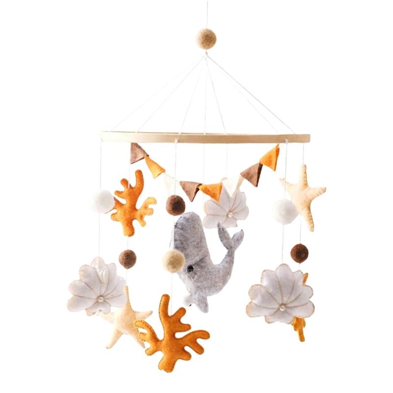 

Wooden Rotating Musical Mobile With Whale Corals Design For Newborns Infant Bed Grasp Rattle 1