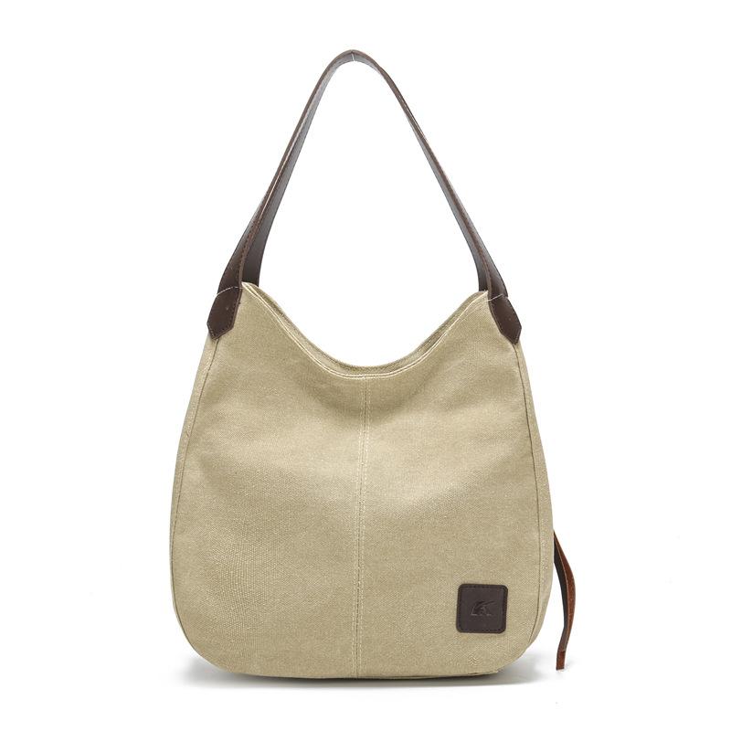 Women's Hobo Bag Casual Canvas Large Shoulder Tote with Multiple Compartments, Minimalist and Versatile Design