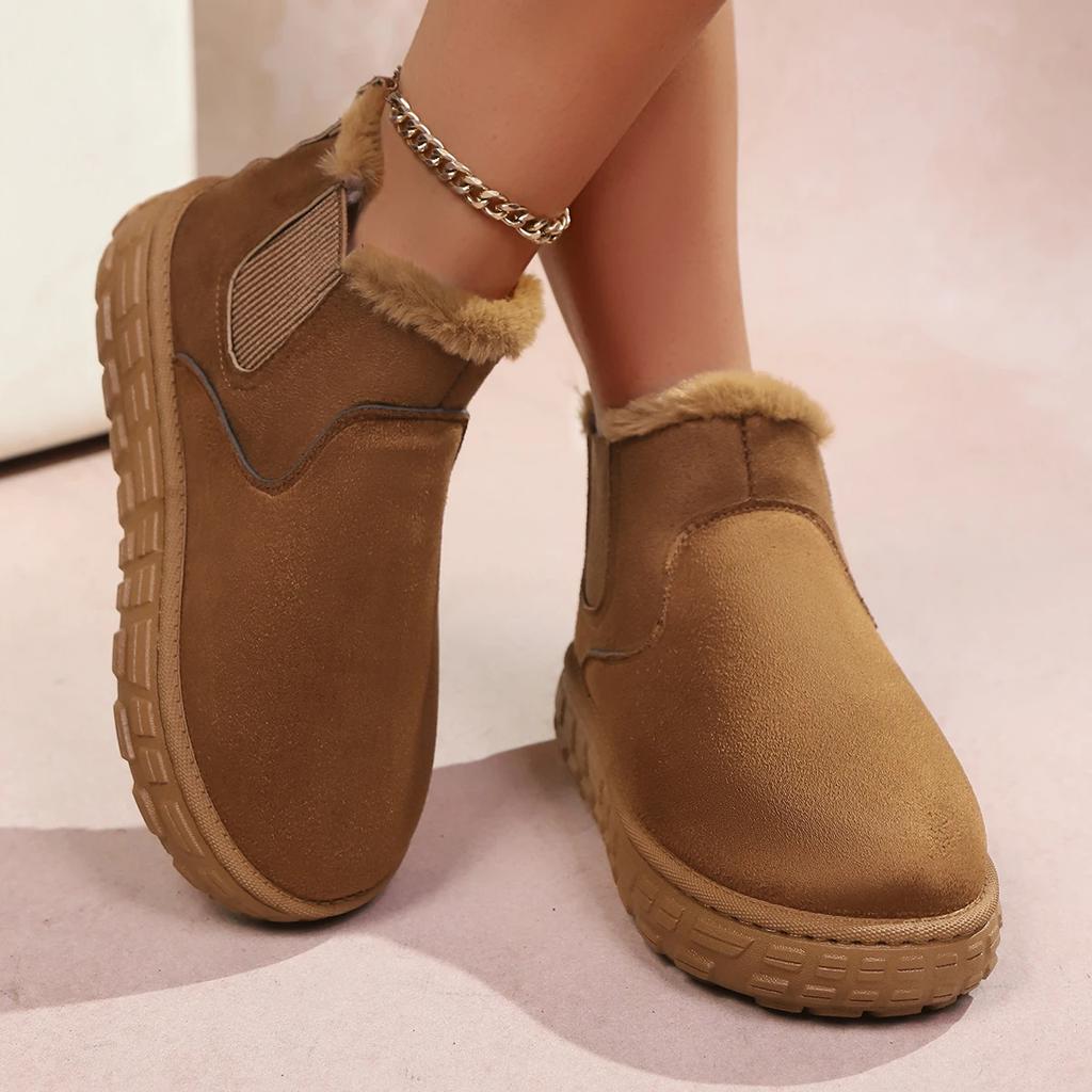 Fashion Winter Women Snow Boots Casual New Chelsea Ankle Boots Short Plush Warm Boots Women Outdoor Luxury Flats Platform Ladies Shoes
