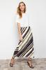 Women's Fashion Multicolored Satin Patterned A-line Midi Length Woven Skirt