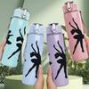 1PC Hand Gesture Silhouette Art Pattern 750ml Color Plastic Sports Water Bottle Leakproof Flip Straw Lid Suitable for Sports Office Home Use
