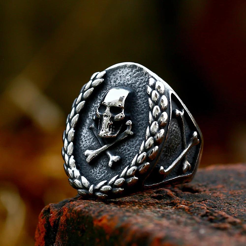 Anelli a Teschio Gotici Multistile per Uomo Acciaio Inossidabile Biker Motociclista Gioielli Anello Festa di Halloween Dropshipping