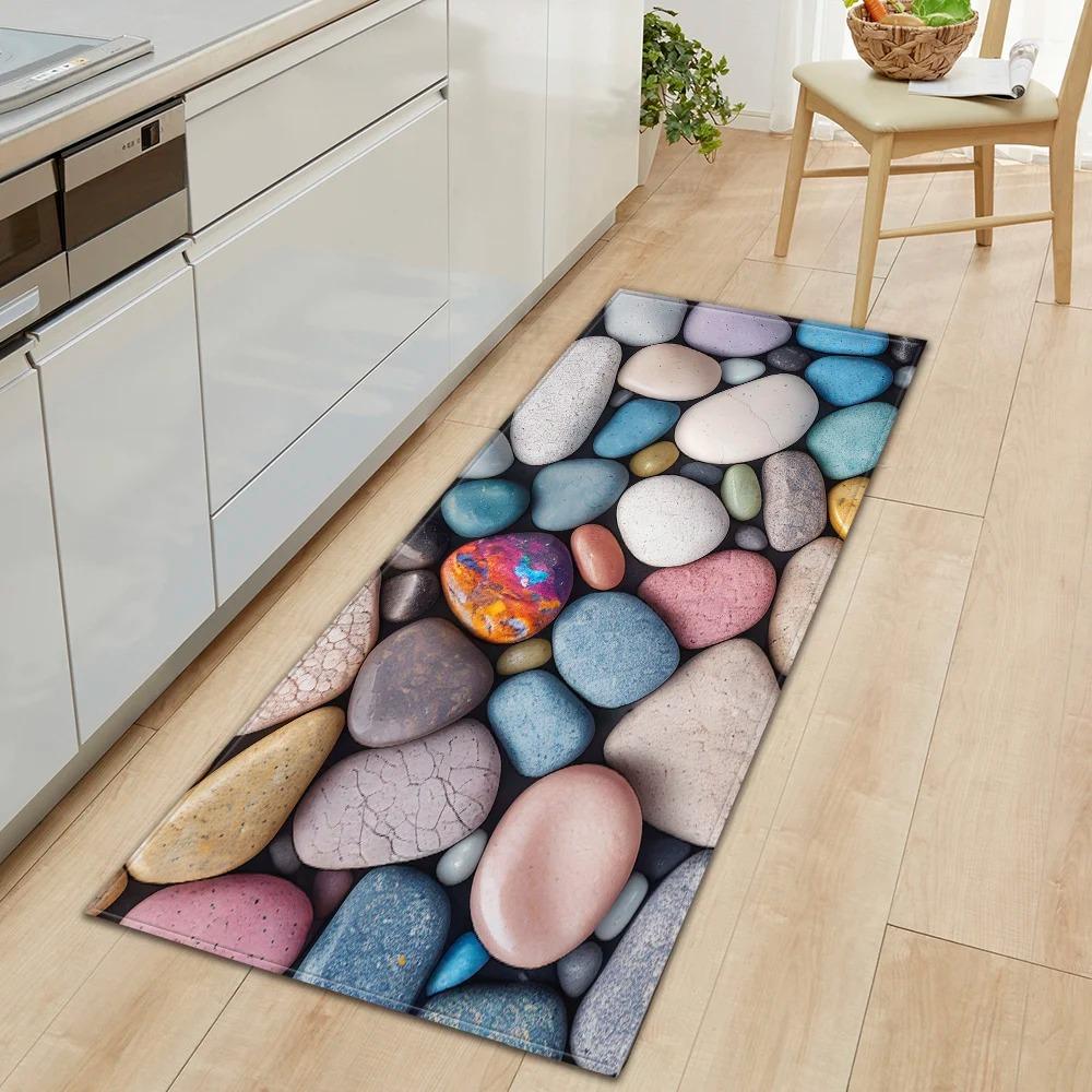 Colorful Pebble Pattern Non Slip Kitchen Floor Mat Waterproof Door Mat for Home Decor