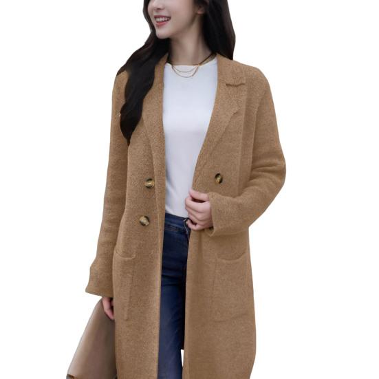 Women's Wool Blend Long Coat Oversized Double Breasted Trench Coat Notched Lapel Fall Winter Warm Overcoat