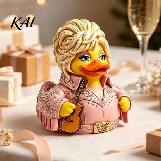 Creative Music Inspired Figurines Charming Duck Novelty Ornament, Musical Theme with Guitar Whimsical Statue for Office Decor, Decorative Collectible