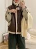 Winter Fashion Vintage Leather Lamb Wool Waistcoat Women New Design Warm Retro Short Vest Female Aesthetic Casual High Street Jacket