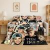 3D Justin Singer Star Flannel Blanket Soft Warm Throw Blanket for Bedroom Living Room Bed Travel Camping Picnic Gift