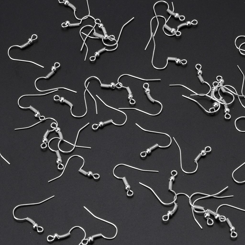 100 Pcs Silver Gold Fishhook Earring Hooks Hypoallergenic Ear Wires Fish Hooks