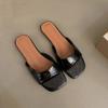 Women Flats Slippers Fashion Open Toe Ladies Outdoor Beach Vacation Sandal Summer Women's Silvery Shoes Casual Square Toe Slides