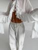 Elegant Ruffle Design French White Cardigan Blouse - Long Sleeve Women's Top