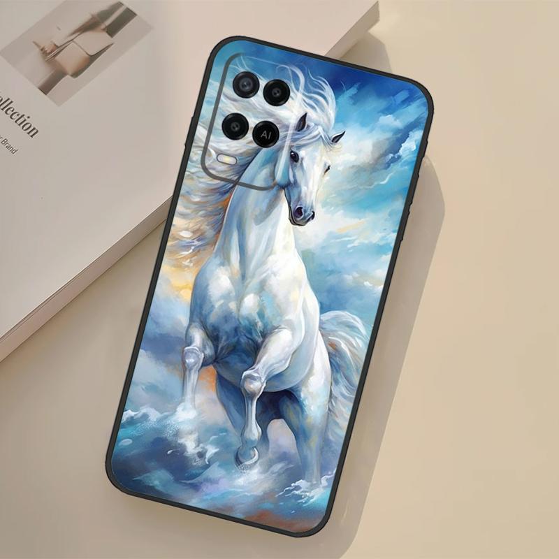 Animal Majestic Painting Horse Case For Oppo A17 A57 A77 A74 A54 A94 A78 A98 A18 A60 A80 A40 A38 A58 A96 A76 A16 A15 A5 Pro