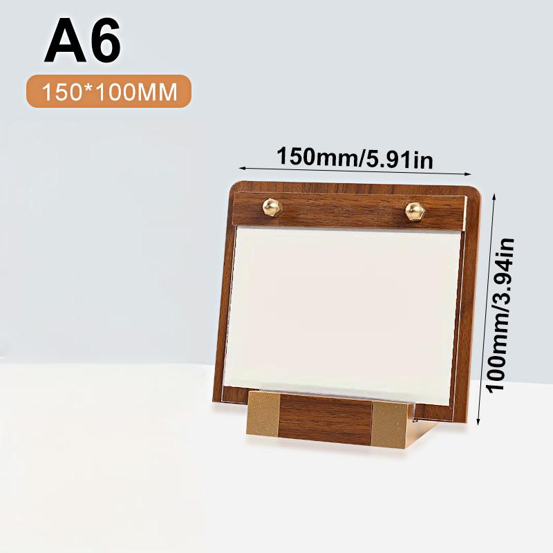 1PC Transparent Panel Price Display Board Walnut Wood Base Restaurant Tent Sign Holder Signs With Metal Finish Dinner A4 A5 A6