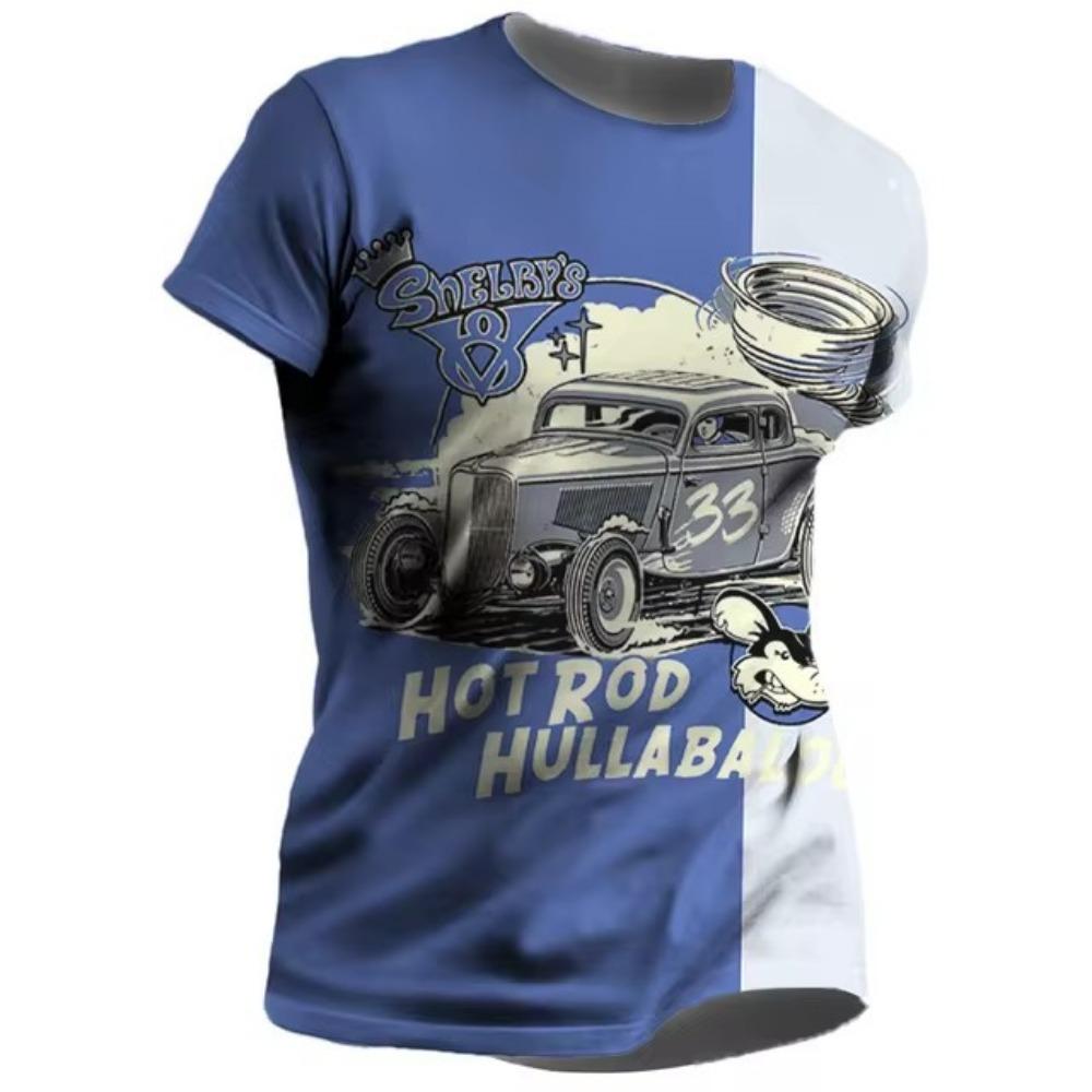 

Мужская повседневная и удобная футболка с круглым вырезом и короткими рукавами с 3D цифровой печатью в стиле ретро-автомобилей 3XL