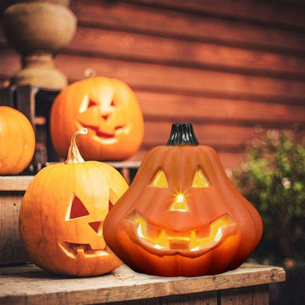 Glowende Pompoen Led Lamp Plastic Pompoen Vloerlamp Halloween Pompoen Lantaarn Buiten