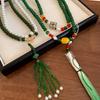 Zircon Glazed Bead Pearl Crystal Tassel Necklace Accessories High-end Fashion Clavicle Chain Necklace