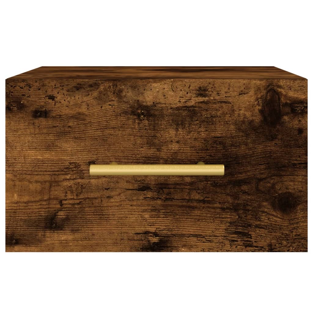 Wall Mounted Nightstands Set of 2 Smoked Oak Finish 35 x 35 x 20 cm