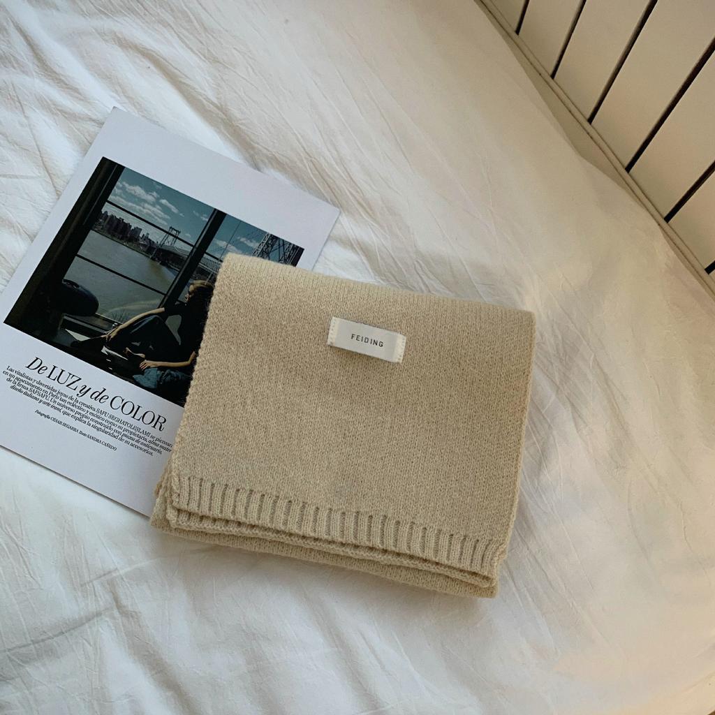 Ins Korean Style Solid Color Scarf Woolen Student White Knitted Scarf Male Korean New Girl Label Warm and Thick