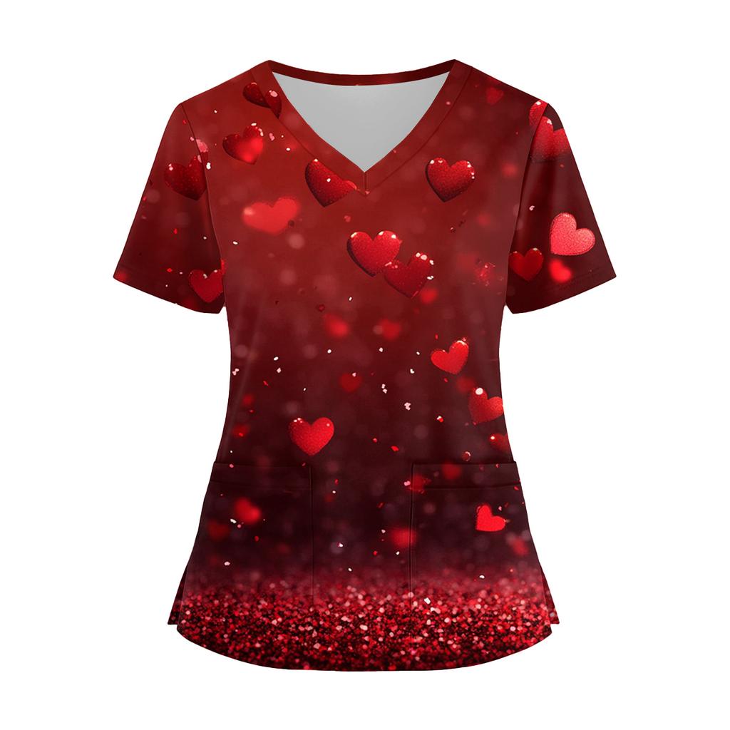 Dámská móda Overal s krátkým rukávem a výstřihem do V s kapsami Potisk Topů Oblečení